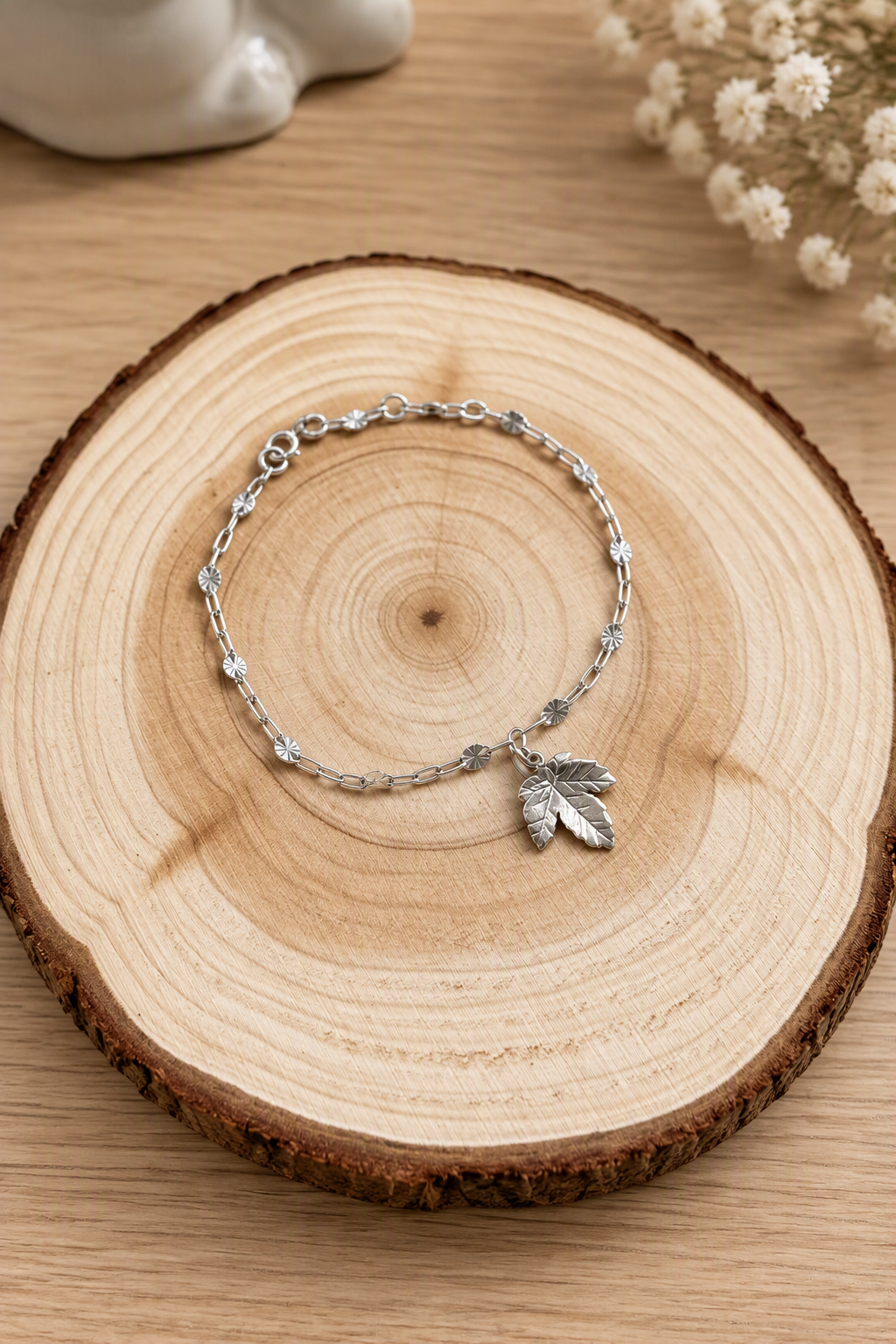 Sterling Silver Maple Leaf Bracelet