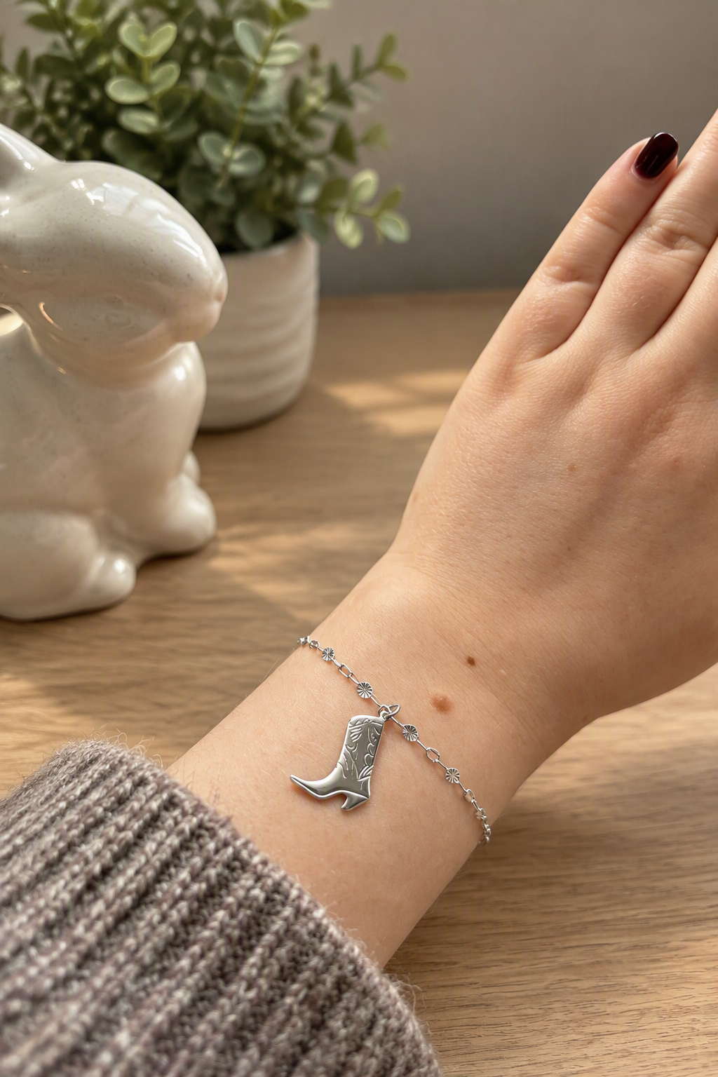 Sterling Silver Boot Bracelet