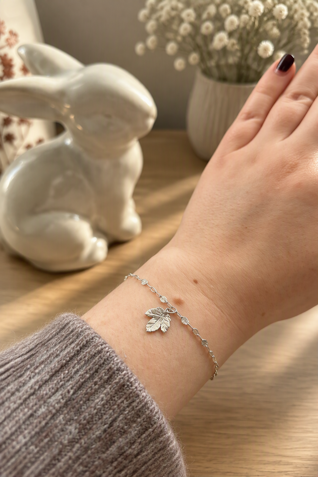 Sterling Silver Maple Leaf Bracelet
