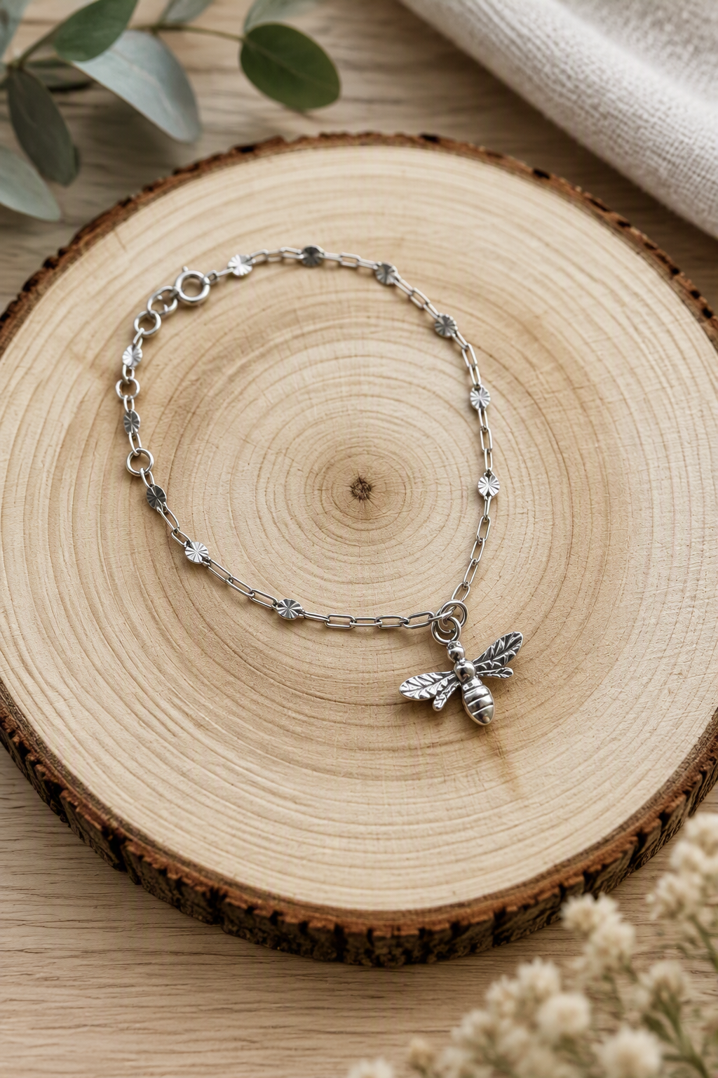 Sterling Silver Bee Bracelet