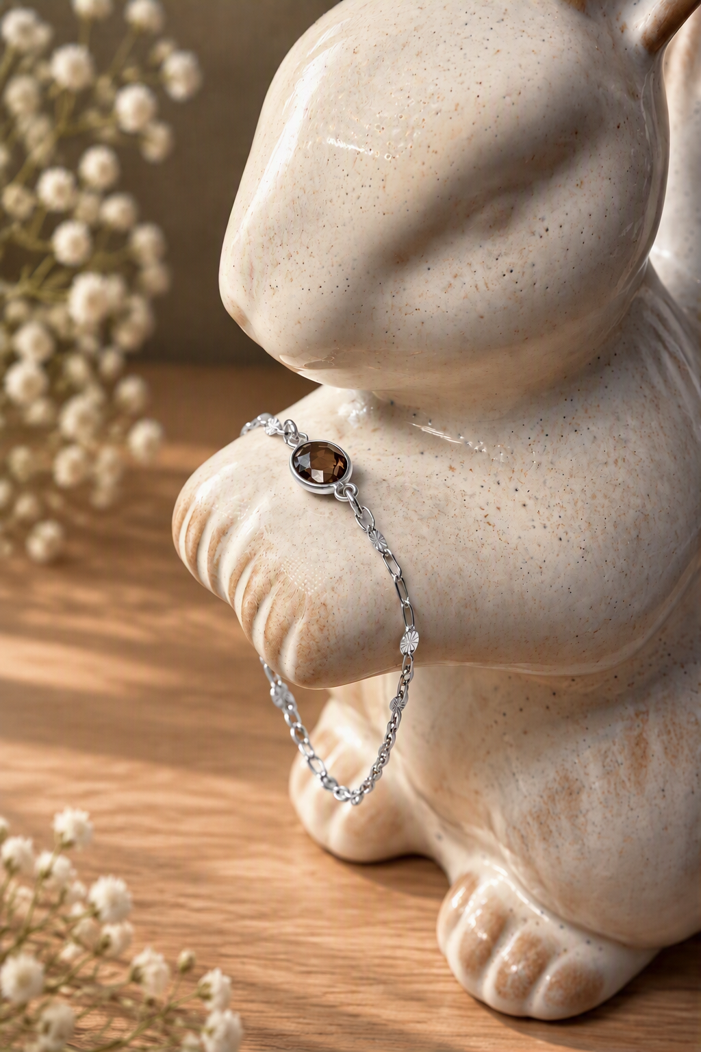 Sterling Silver Smoky Quartz Connecting Bracelet