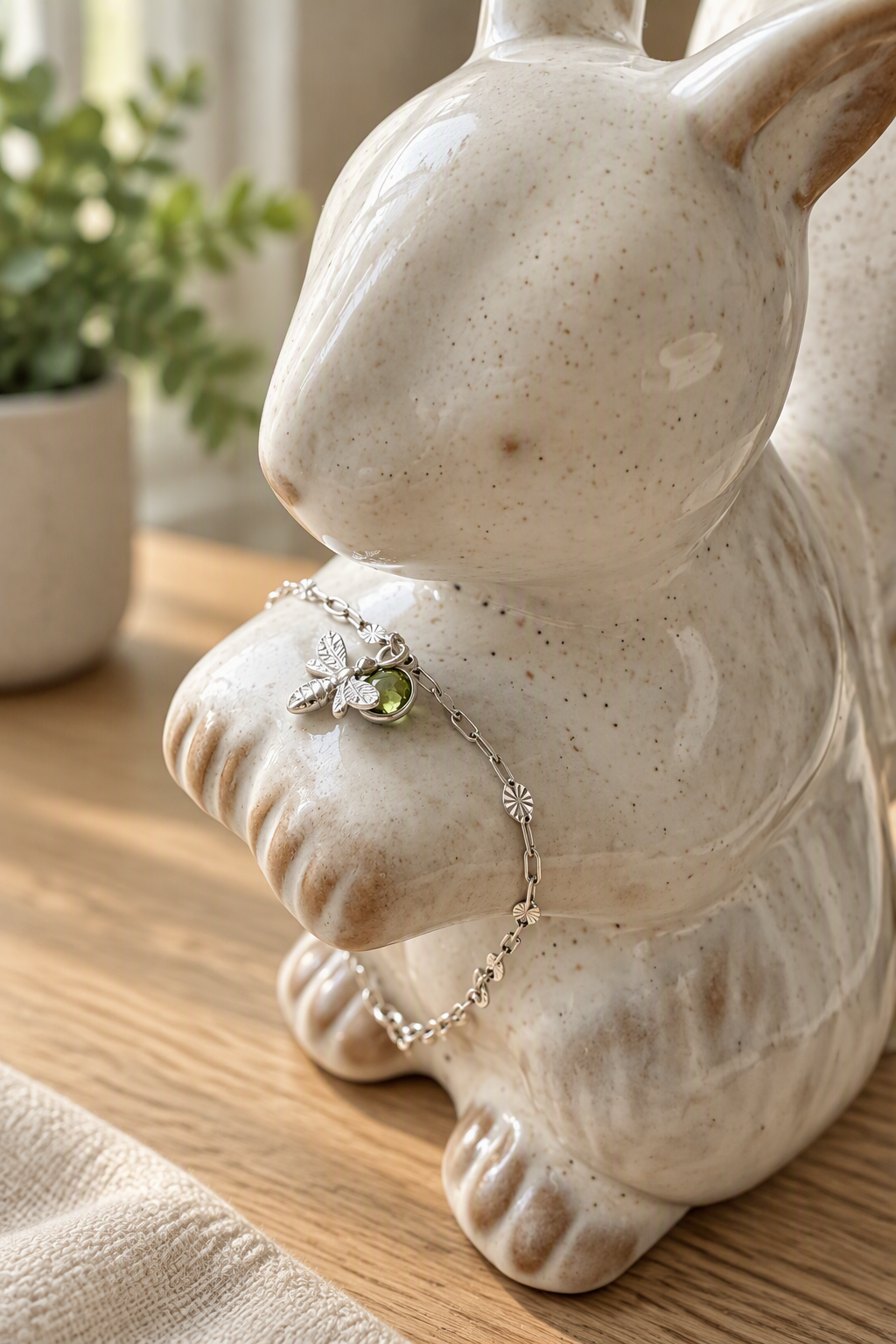 Sterling Silver Peridot Bumblebee Bracelet