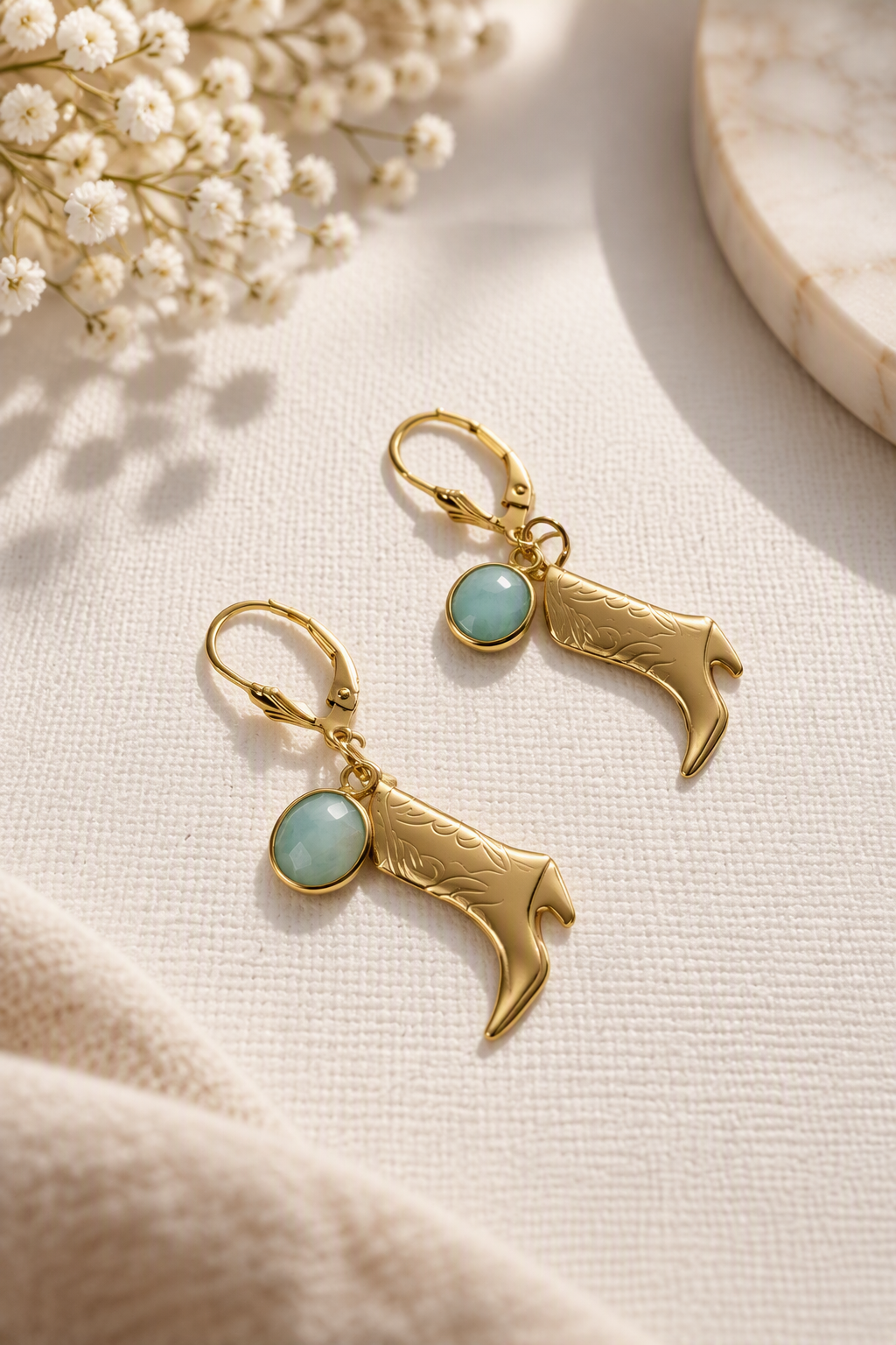 The Boot and Larimar Earrings