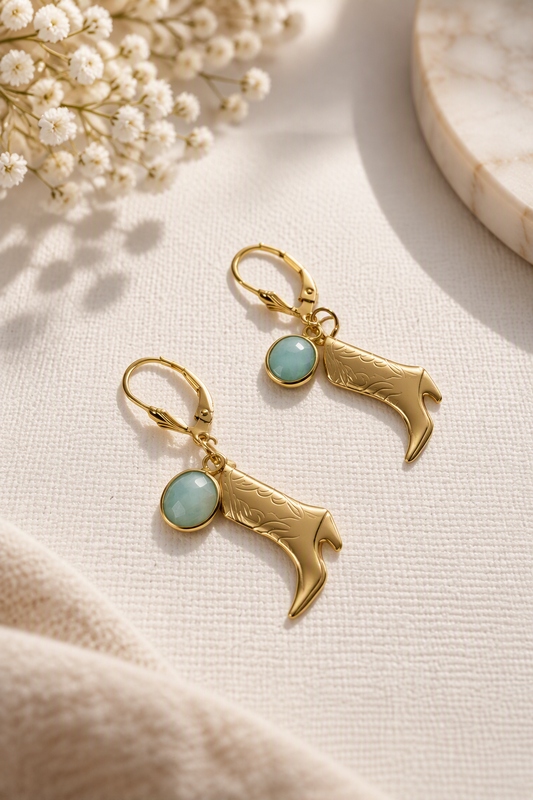 The Boot and Larimar Earrings