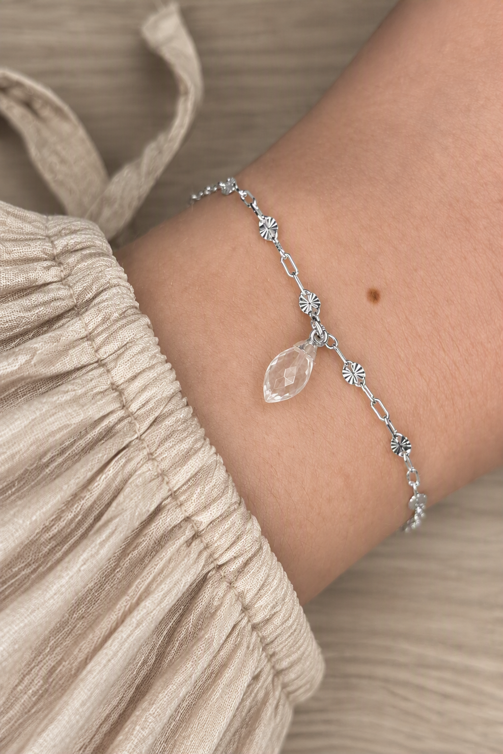Sterling Silver Crystal Quartz Bracelet
