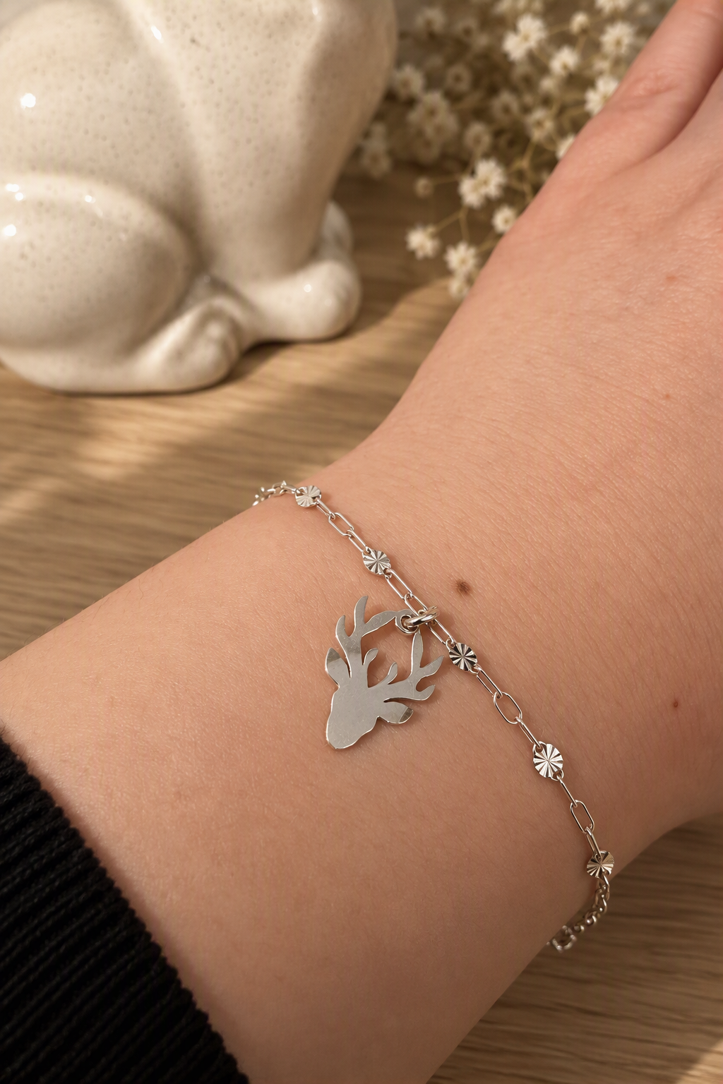 Sterling Silver Stag Bracelet