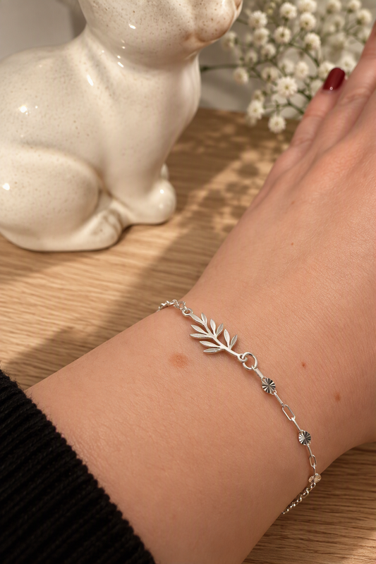 Sterling Silver Olive Branch Bracelet