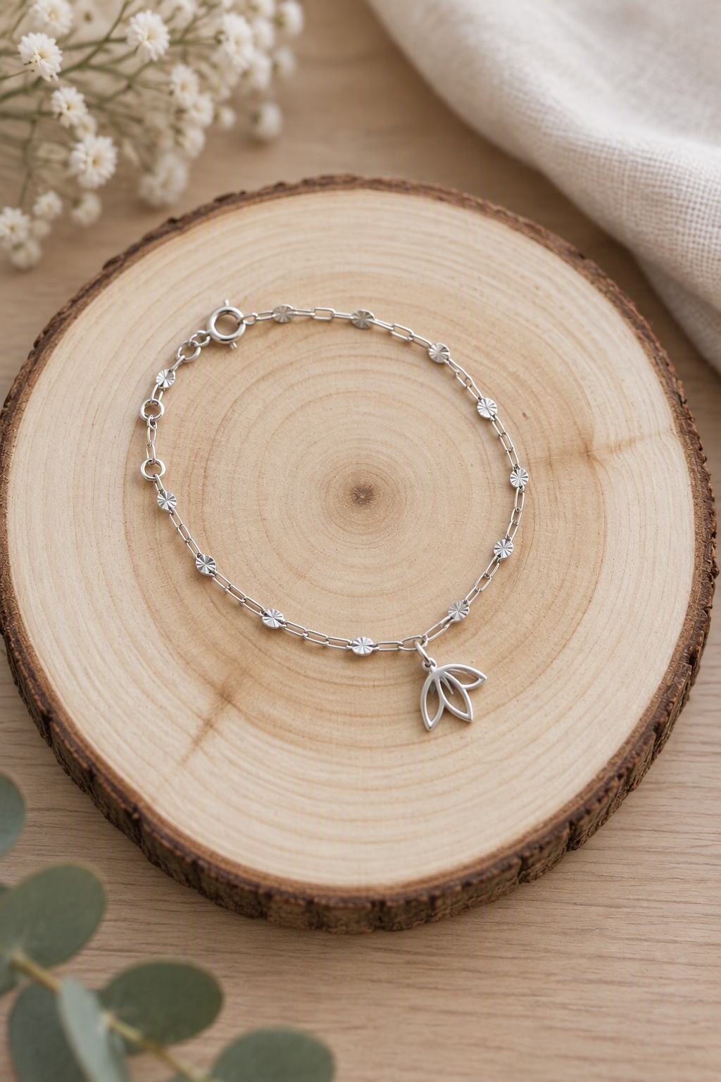 Sterling Silver Cherry Blossom Bracelet