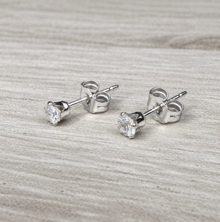 Sterling Silver White Topaz Stud Earrings