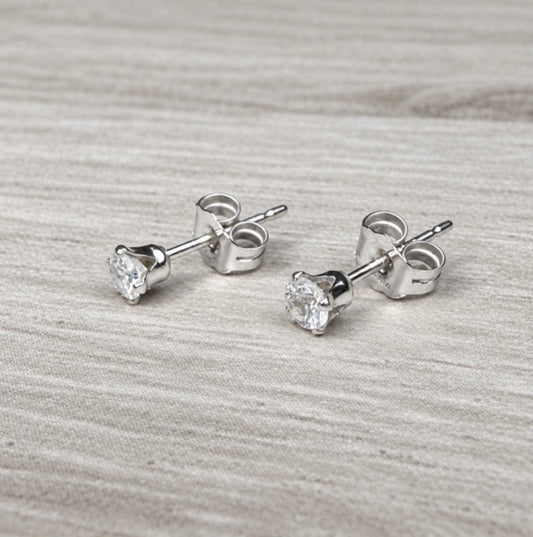 Sterling Silver White Topaz Stud Earrings